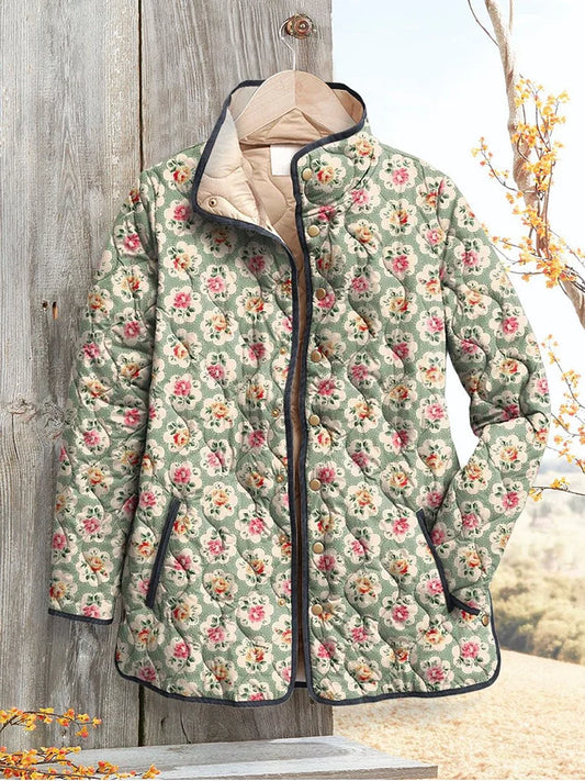 Vintage Floral Art Print Jacket for Women